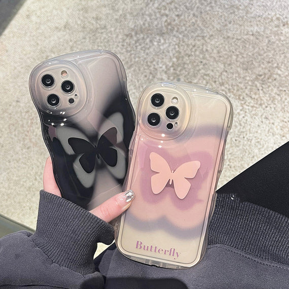 Ins Niche Dizzy Dye Papillon noir adapté aux coques de téléphone IP