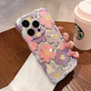 Étui de téléphone avec cordon et motif de fleurs peintes à l'huile