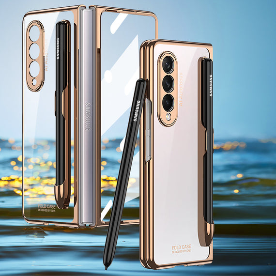 Étui de téléphone portable pliable, galvanoplastie tout compris, transparent, anti-chute