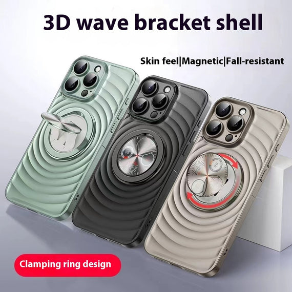 Coque de téléphone avec support magnétique pour iPhone 15, motif ondulé