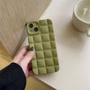 Étui de téléphone à carreaux de couleur unie vert olive