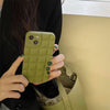 Étui de téléphone à carreaux de couleur unie vert olive