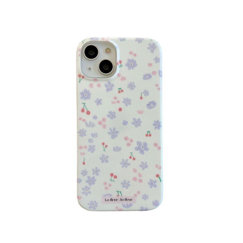 Coque de téléphone à imprimé double couche, motif petites fleurs violettes