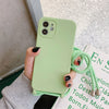 Simple Solid Color Messenger Lanyard Liquid Silicone Fine Hole Mobile Phone Case