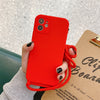 Simple Solid Color Messenger Lanyard Liquid Silicone Fine Hole Mobile Phone Case
